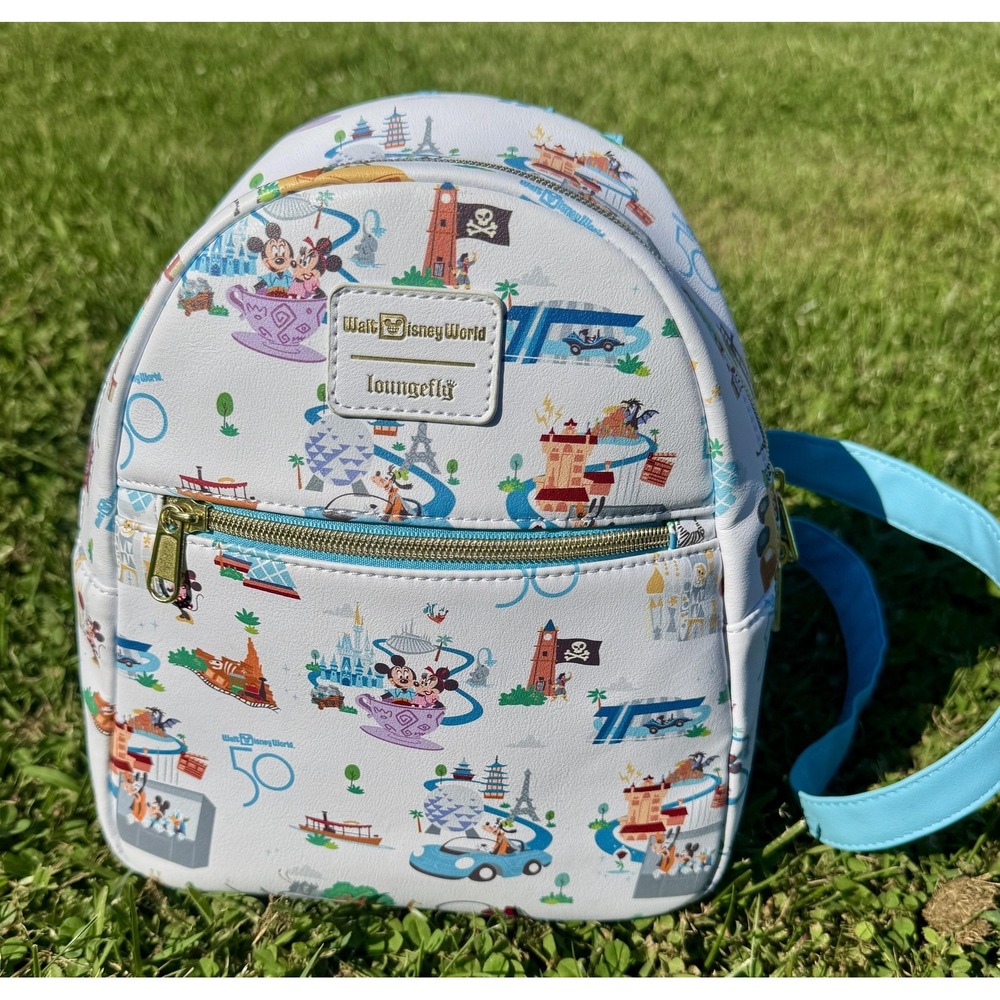 Loungefly Disney World 50th Anniversary Mickey Minnie Mini Backpack Multicolor